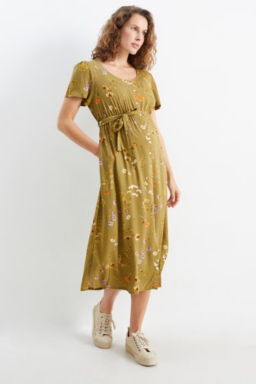 Women - Viscose nursing dress - floral - green