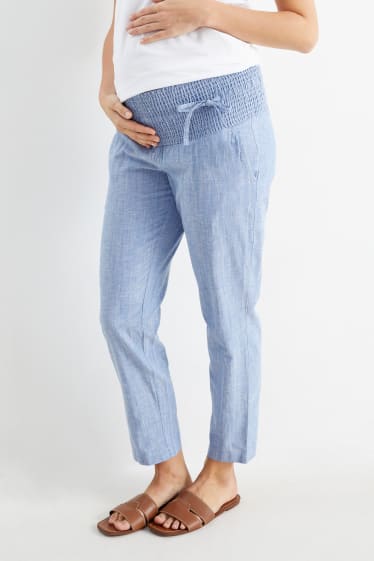 Donna - Pantaloni premaman - palazzo - look jeans - azzurro