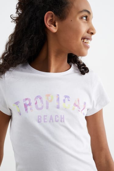 Dětské - Multipack 2 ks - tropické motivy - letní pyžamo - 4 díly - světle fialová
