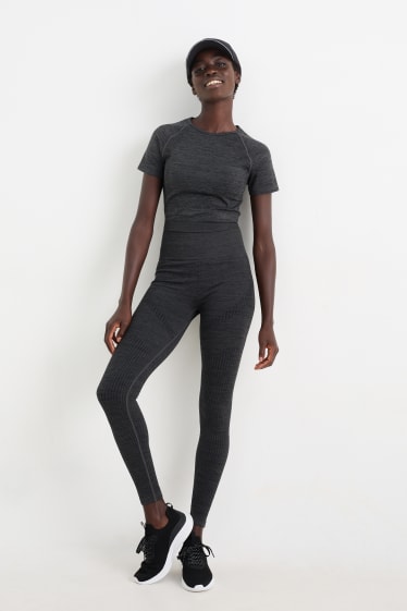 Mujer - Leggings deportivos - sin costuras - protección UV - gris oscuro
