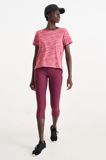 Femmes - Legging capri de sport - effet galbant - 4 Way Stretch - rose foncé
