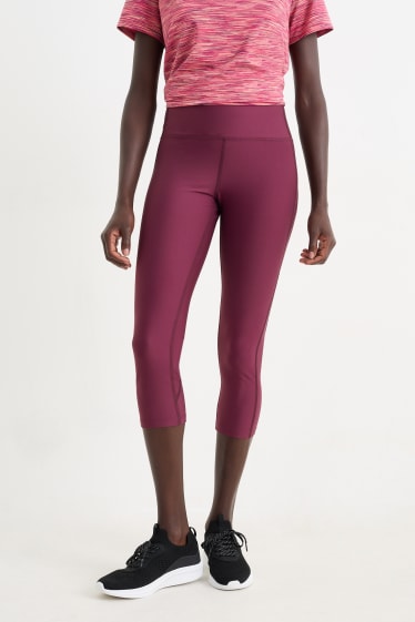 Donna - Leggings capri sportivi - effetto modellante - 4 Way Stretch - rosa scuro
