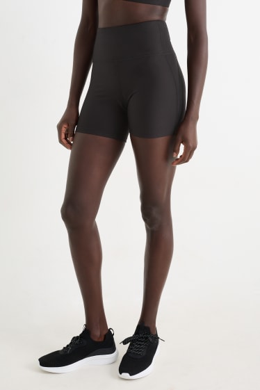 Donna - Bermuda ciclista sportivi - effetto modellante - 4 Way Stretch - nero