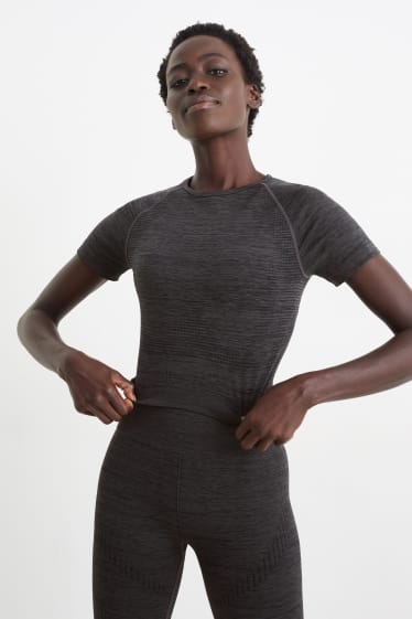 Donna - T-shirt sportiva taglio corto - protezione UV - grigio scuro