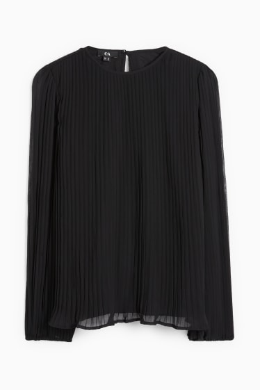 Mujer - Blusa con plisados - negro