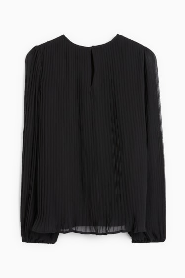 Femei - Bluză plisată - negru