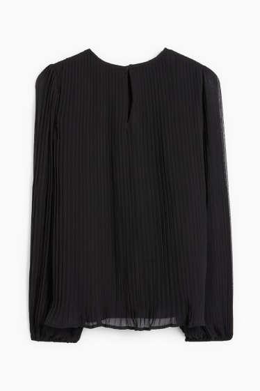 Women - Plissé blouse - black