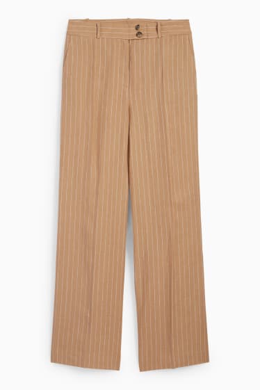 Damen - Business-Leinenhose - High Waist - Straight Fit - beige