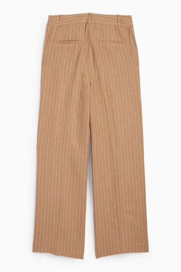 Dames - Linnen business-broek - high waist - straight fit - beige