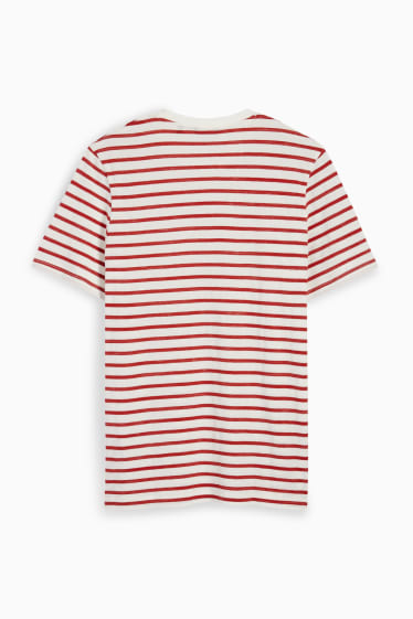 Uomo - T-shirt - a righe - rosso scuro