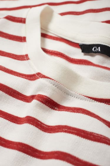 Men - T-shirt - striped - dark red