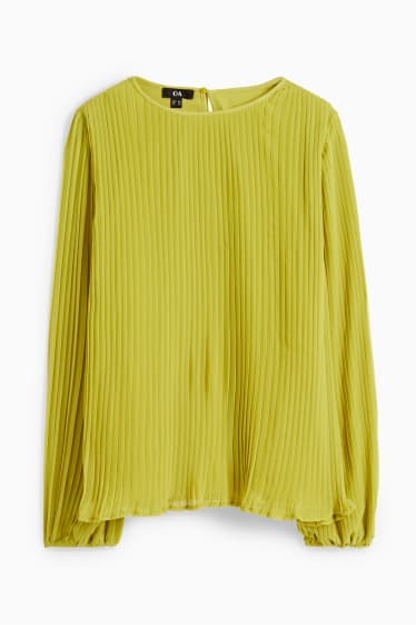 Women - Plissé blouse - light green