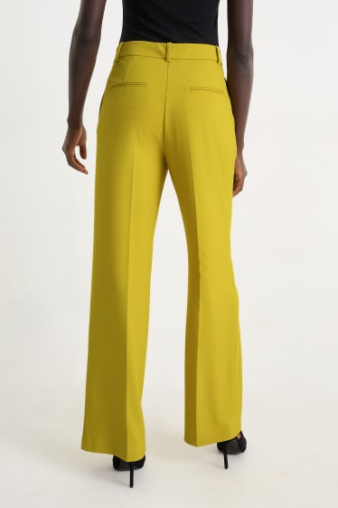 Donna - Pantaloni business - vita alta - gamba ampia - giallo senape