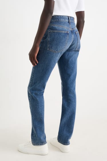Women - Straight jeans - mid-rise waist - blue denim