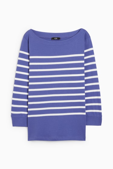 Women - Long sleeve top - striped - purple