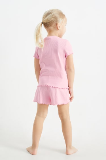 Niños - Pack de 2 - flores - pijamas cortos - 4 piezas - rosa