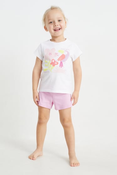 Enfants - Lot de 2 - toucans - pyjashorts - 4 pièces - blanc / rose