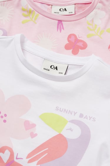 Kinder - Multipack 2er - Tukan - Shorty-Pyjama - 4 teilig - weiß / rosa