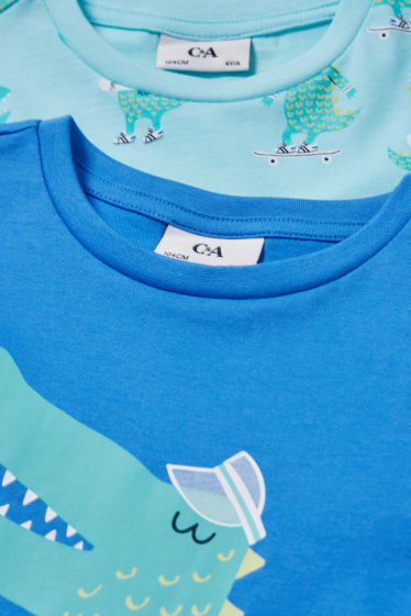 Kinderen - Set van 2 - skater-krokodil - shortama - 4-delig - blauw / turquoise