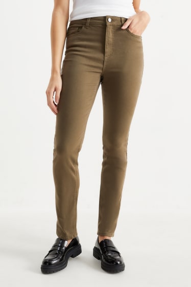 Dámské - Slim jeans - high waist - LYCRA® - khaki