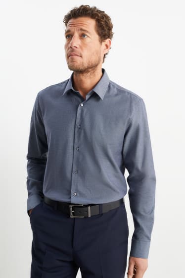 Hommes - Chemise oxford - regular fit - col kent - facile à repasser - bleu foncé