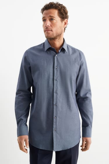 Uomo - Camicia Oxford - regular fit - collo all'italiana - facile da stirare - blu scuro