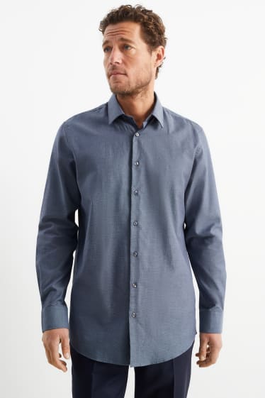 Hommes - Chemise oxford - regular fit - col kent - facile à repasser - bleu foncé