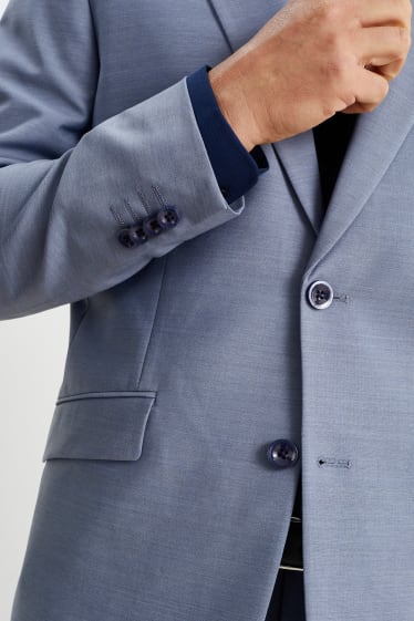 Hommes - Veste de costume - regular fit - Flex - laine mélangée - bleu
