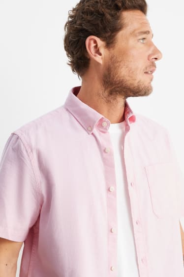 Pánské - Oxfordská košile - regular fit - button-down - růžová