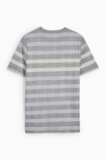 Heren - T-shirt - gestreept - grijs