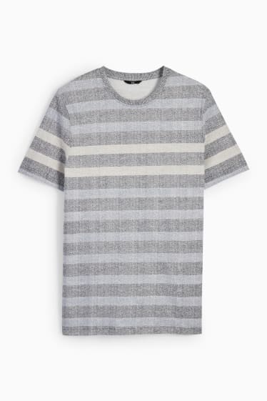 Heren - T-shirt - gestreept - grijs