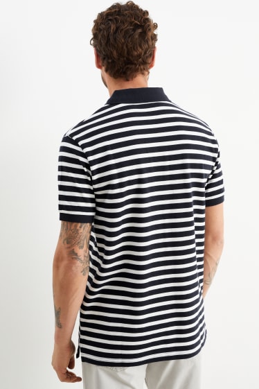 Men - Polo shirt - striped - dark blue