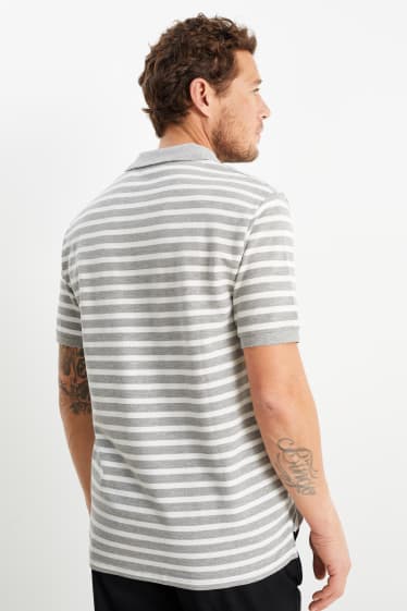 Men - Polo shirt - striped - gray