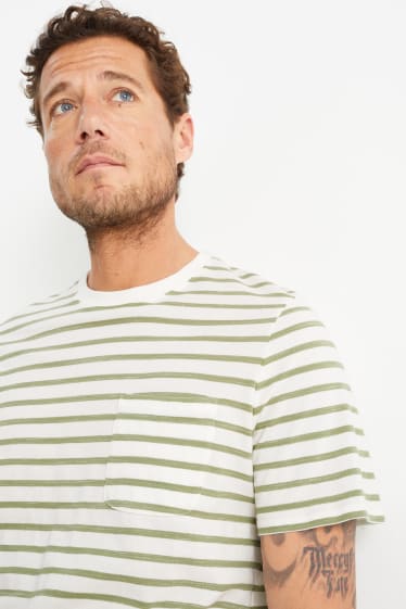 Men - T-shirt - striped - green