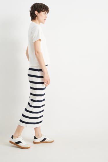 Women - Knitted skirt - striped - cremewhite