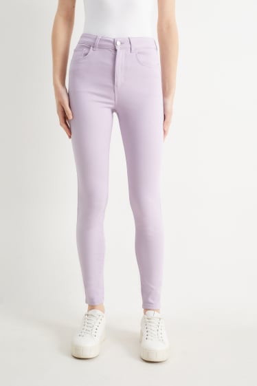 Dámské - Jegging jeans - high waist - světle fialová