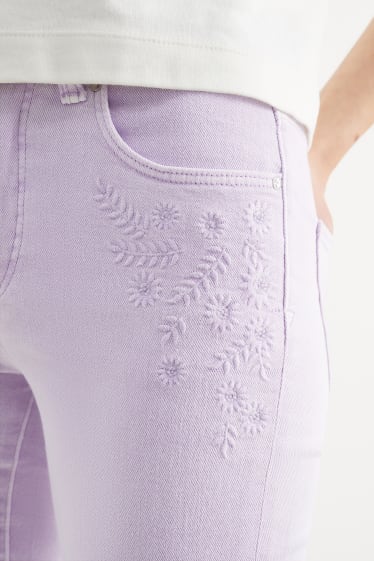 Damen - Capri Jeans - Mid Waist - hellviolett