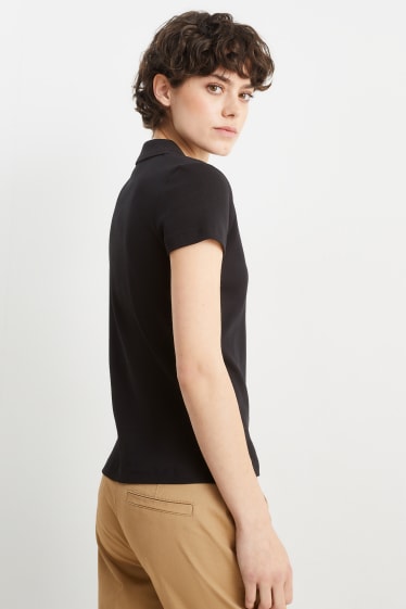 Damen - Basic-Poloshirt - schwarz