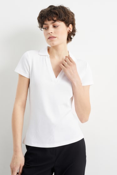 Damen - Basic-Poloshirt - weiß