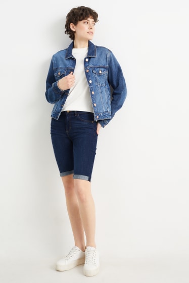 Femmes - Bermudas en jean - mid waist - LYCRA® - jean bleu foncé