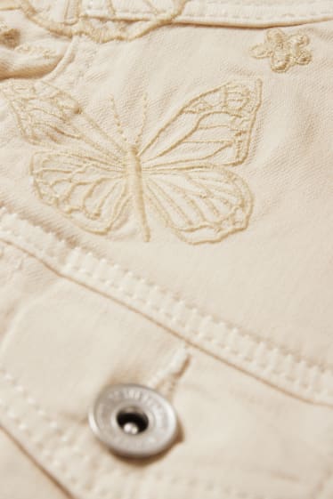 Dětské - Motýlí motivy - džínová bunda - světle béžová