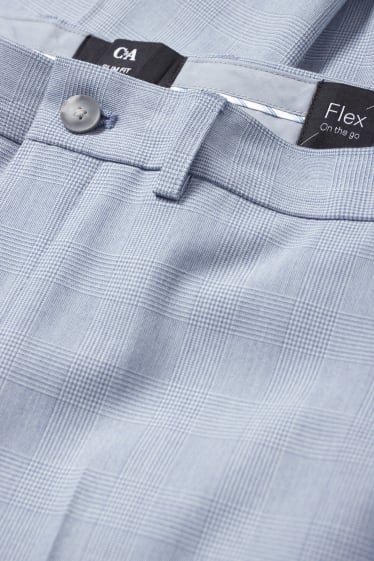 Mężczyźni - Spodnie modułowe - slim fit - Flex - 4 Way Stretch - w kratę - jasnoniebieski