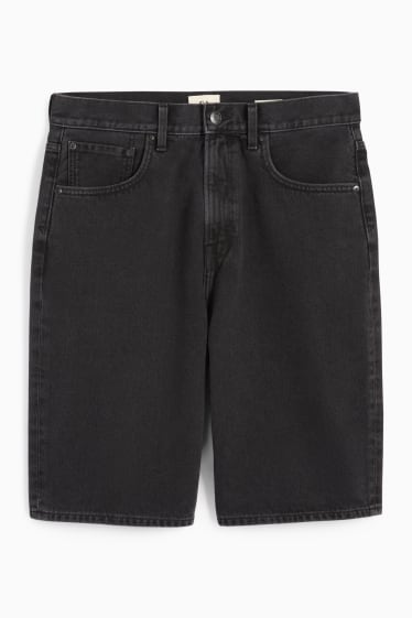 Men - Denim shorts - black