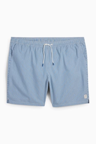 Men - Swim shorts - striped - blue / white