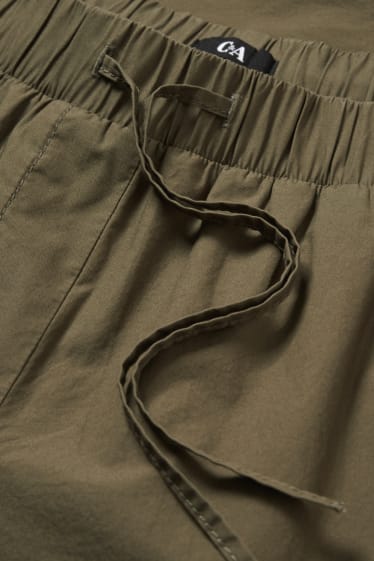 Femmes - Pantalon de toile - mid waist - tapered fit - vert foncé