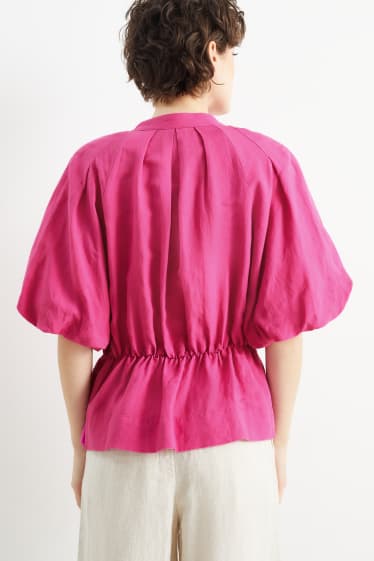 Mujer - Blusa - mezcla de lino - fucsia