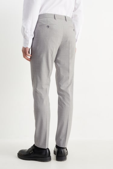 Hombre - Pantalón de vestir - colección modular - slim fit - Flex - de cuadros - gris