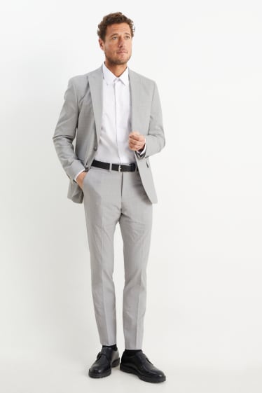 Pánské - Oblekové kalhoty - slim fit - Flex - kostkované - šedá