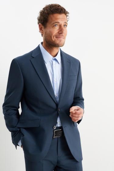 Pánské - Oblekové sako - regular fit - Flex - vlněná směs - LYCRA® - tmavomodrá