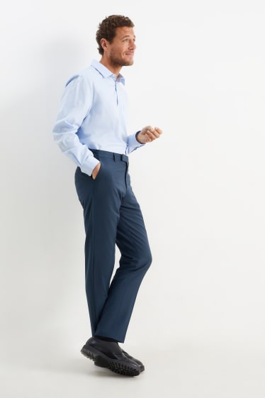 Pánské - Oblekové kalhoty - regular fit - Flex - stretch - vlněná směs - tmavomodrá